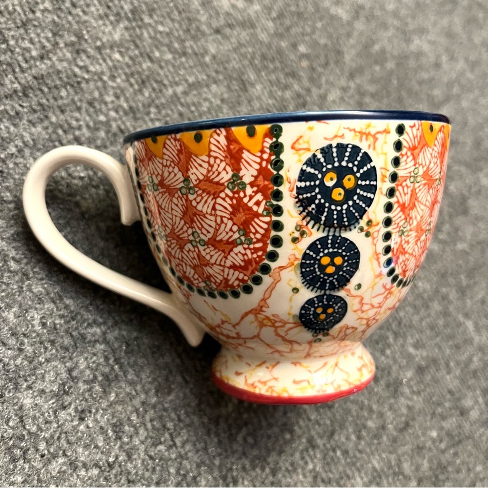 Anthropologie Kebaya Collection footed pedestal coffee cup mug. NWOT Never used.